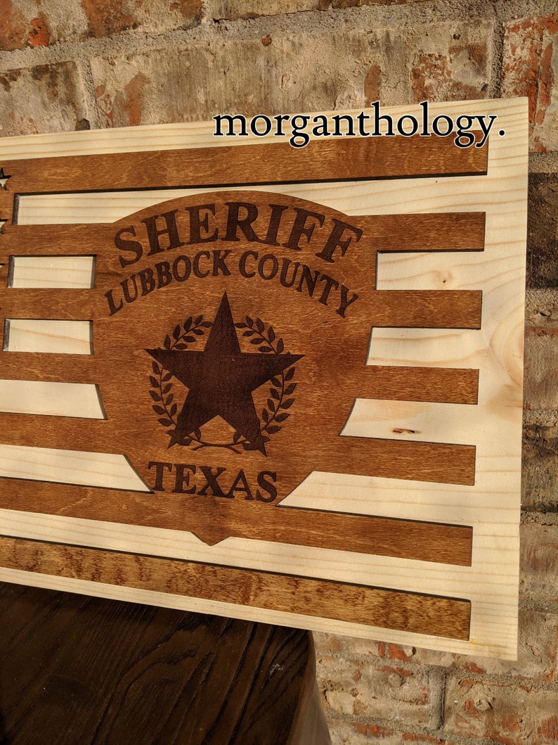 Custom Lubbock County Sheriff Emblem, Wooden American Flag Sign - Etsy