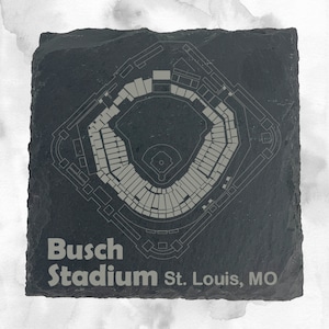Set of 4 MLB Busch Stadium Laser Engraved Slate Coasters | Baseball Fan Gift | Personalized Home Decor for Sports Enthusiasts