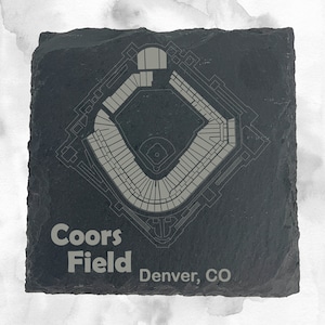 Set of 4 MLB Coors Field Laser Engraved Slate Coasters | Baseball Fan Gift | Personalized Home Decor for Sports Enthusiasts