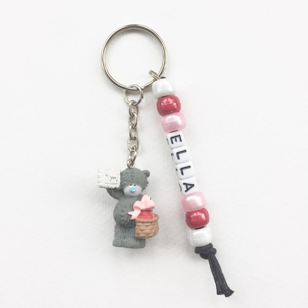 Nommez-moi personnalisé à vous - Tatty Teddy Keychain Bead Keyring Keyring Gift