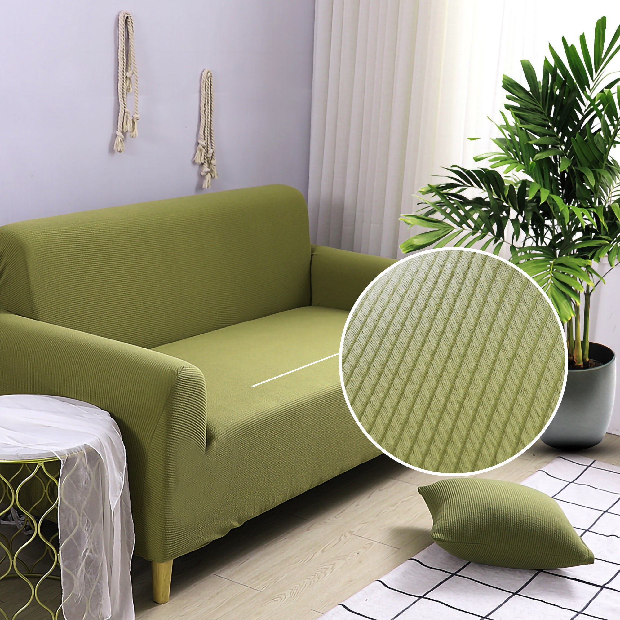 Olive Green Sofa Slipcover for 2/ 3 /4 Seater L Shape Sofa - Etsy Canada