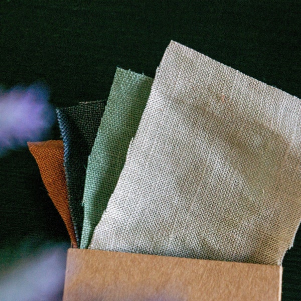 Natural Linen Fabric Swatch - Linen Fabric Sample Set - 100% Linen Fabric