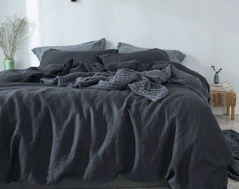 Linen Duvet Cover in Charcoal - Queen/King Duvet Cover - Linen Bedding Set - Linen Duvet Set