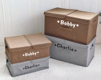 Cesta de armazenamento personalizada para cães - Caixa de lixo personalizada para animais de estimação com tampa