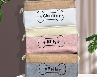 Personalized Pet Toy Basket — Custom Dog Name, Foldable Organizer, Dog Room Decor, New Puppy Gift