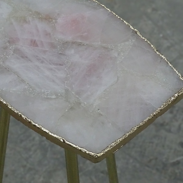 Rose Quartz Drink Table, Composite Agate Drink Table