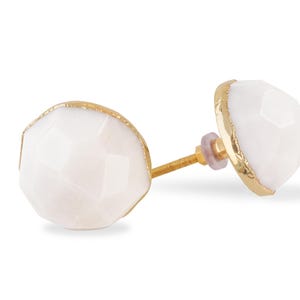 Tirador/perilla decorativa para cajón de gabinete, de ágata blanca facetada, con piedra preciosa, para interiores