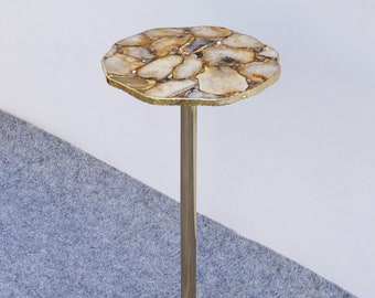Golden Agate Drink Table with Single Leg Stand