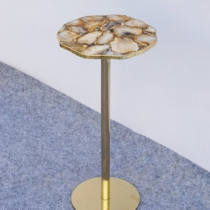 Golden Agate Drink Table with Single Leg Stand