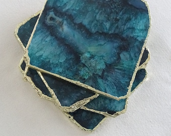 Emerald Green Agate Coaster Set of 4.