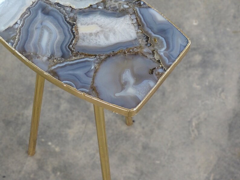 Banded Agate Gray Drink Table Composite Agate Drink Table - Etsy