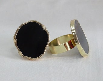 Black Agate Napkin Ring(Sold in Sets),Wedding Napkin Rings, Napkin Ring, Copper Table Setting, Housewarming.