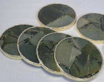 Composite Sage Agate Round Coaster Set of 4.