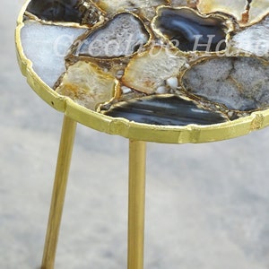 Natural Agate Table with Uneven Edges, Occasional Round Table, Composite Agate Side Table image 2