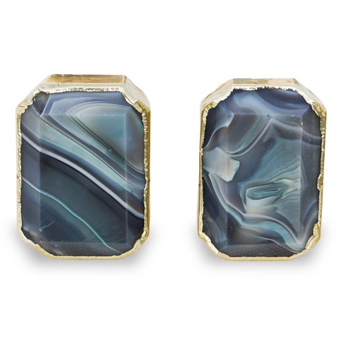 Faceted Gray Agate Rectangular Knobs/Pull