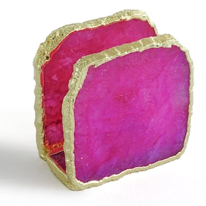 Portatovaglioli in agata rosa, portatovaglioli di carta.