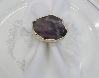 Amethyst Agate Napkin Ring(Sold in Sets),Wedding Napkin Rings, Napkin Ring, Copper Table Setting, Housewarming.