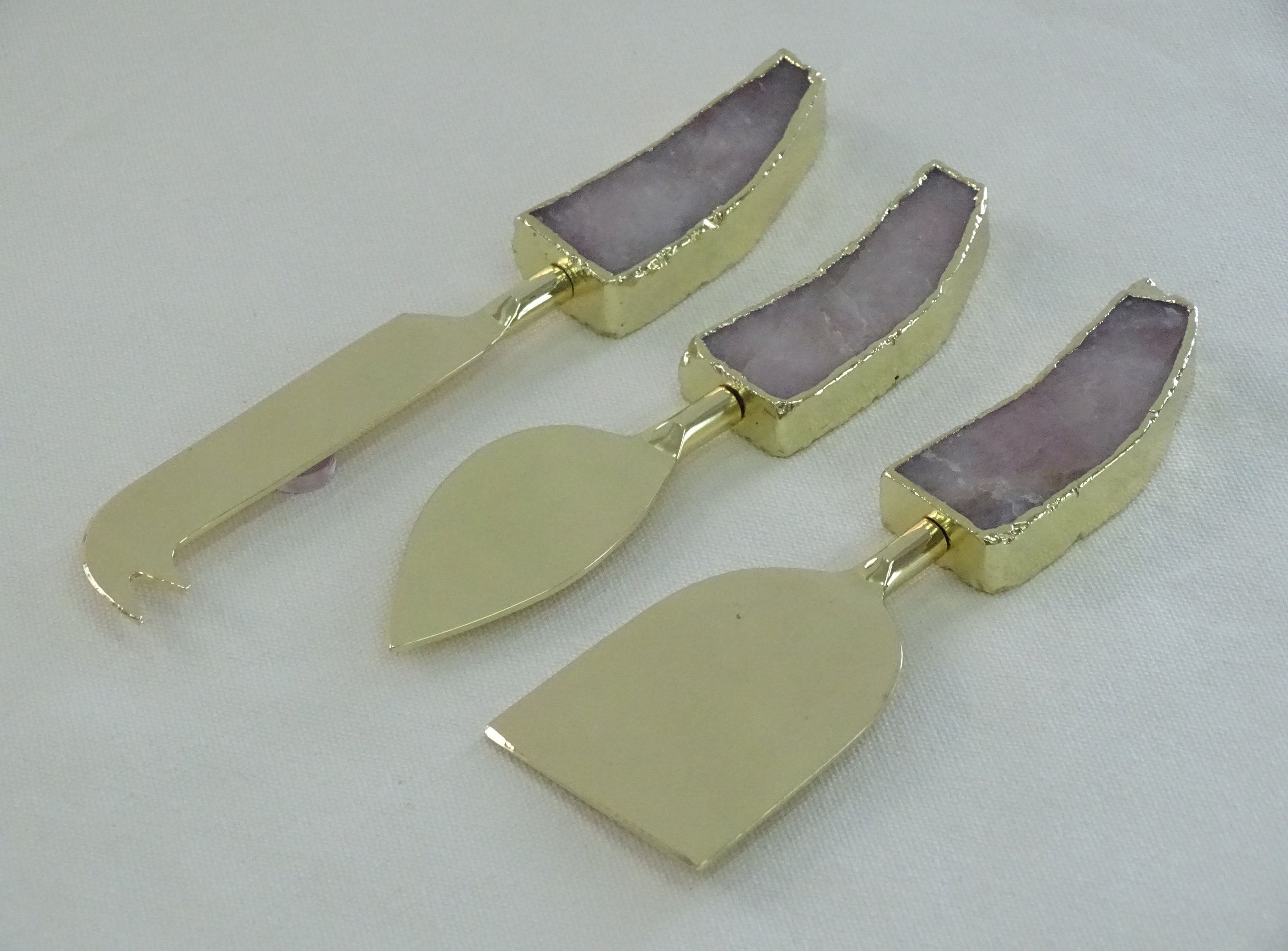 Rose Quartz Cheese Knives/spreaders Set of 3 Etsy