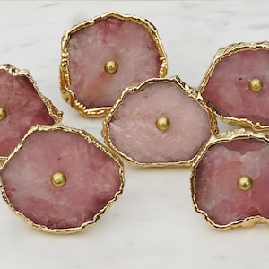 Tirador/perillas del cajón del gabinete de cuarzo rosa, manija decorativa interior