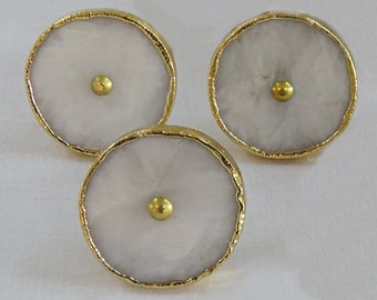 White Agate Round Cabinet Drawer Pull/Knobs, Interior Decorative Handle