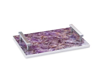 Amethyst Serving Tray with Stainless Steel Handles