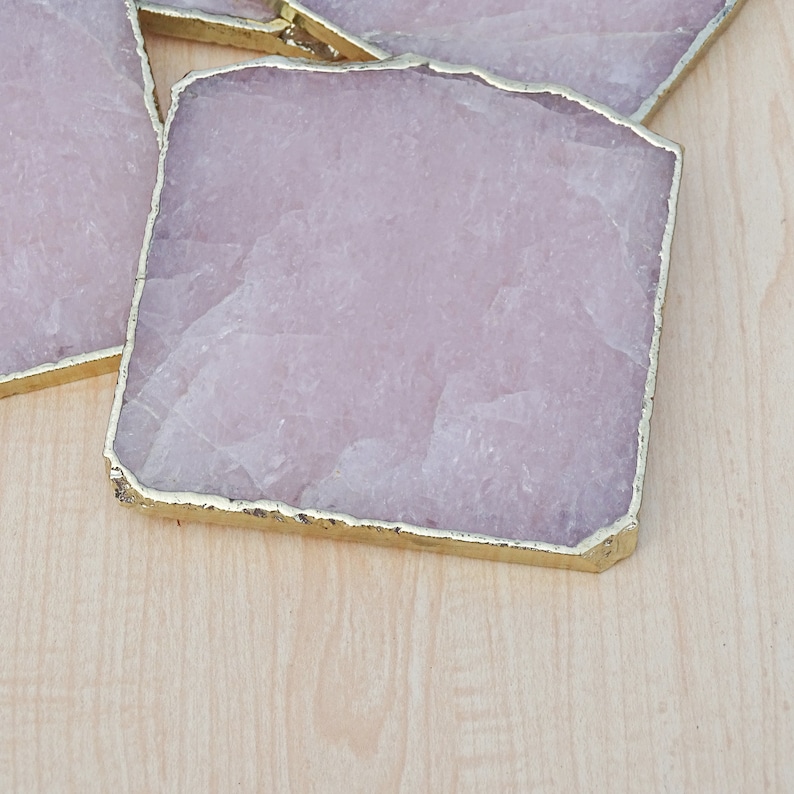 Rose Quartz Coaster Set of 4.
