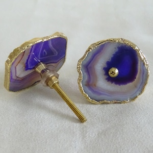 Tirador/perillas de cajón de gabinete de ágata púrpura, manija decorativa interior