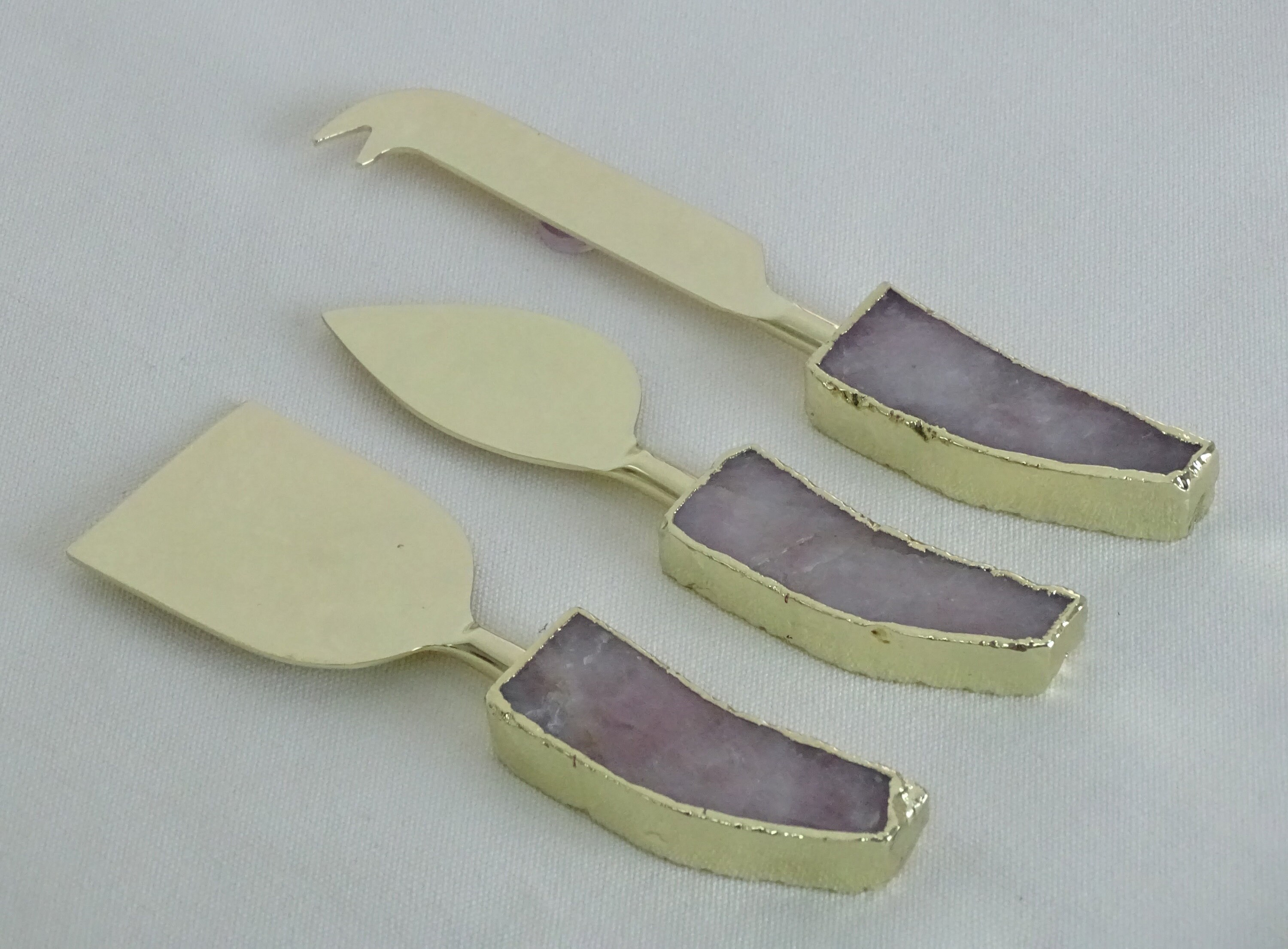 Rose Quartz Cheese Knives/spreaders Set of 3 Etsy