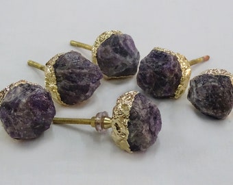 Amethyst Agate Crystal Rock Cabinet Drawer Pull/Knobs, Interior Decorative Knobs