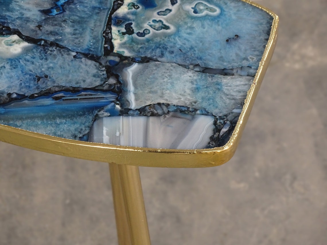 Blue Agate Drink Table Composite Agate Drink Table Etsy