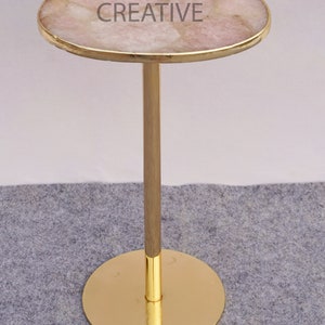 Rose Quartz Drink Table With Single Leg Stand - Etsy