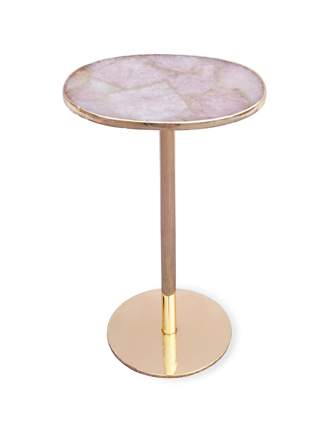 Rose Quartz Drink Table With Single Leg Stand - Etsy