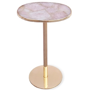 Rose Quartz Drink Table with Single Leg Stand