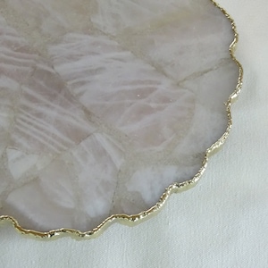 Rose Quartz Cheese Platter and Coasters Set, Table Decor, Natural Stone Platter, Agate Cheese Board, Sign Boards, House Warming Gift