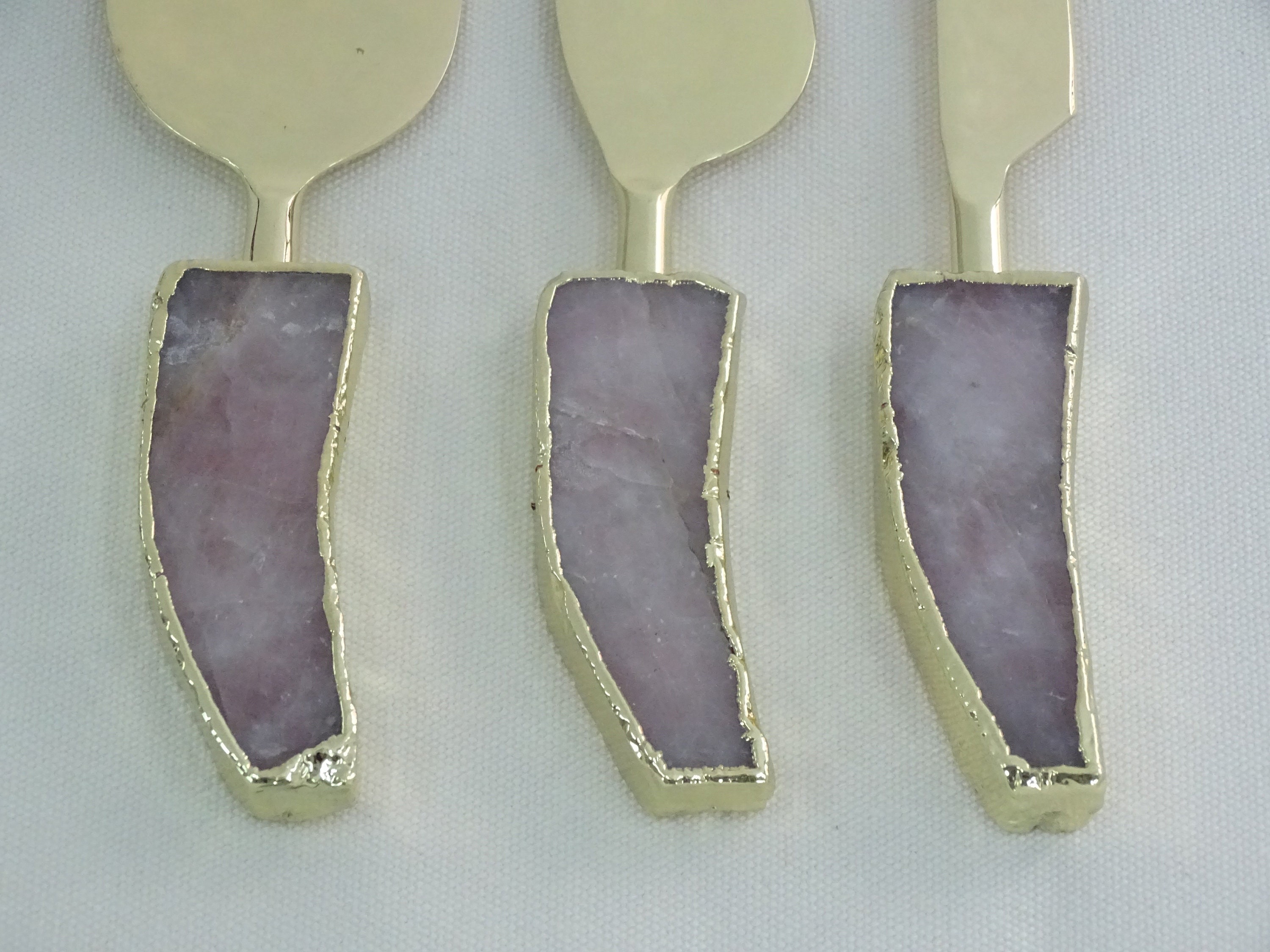 Rose Quartz Cheese Knives/spreaders Set of 3 Etsy