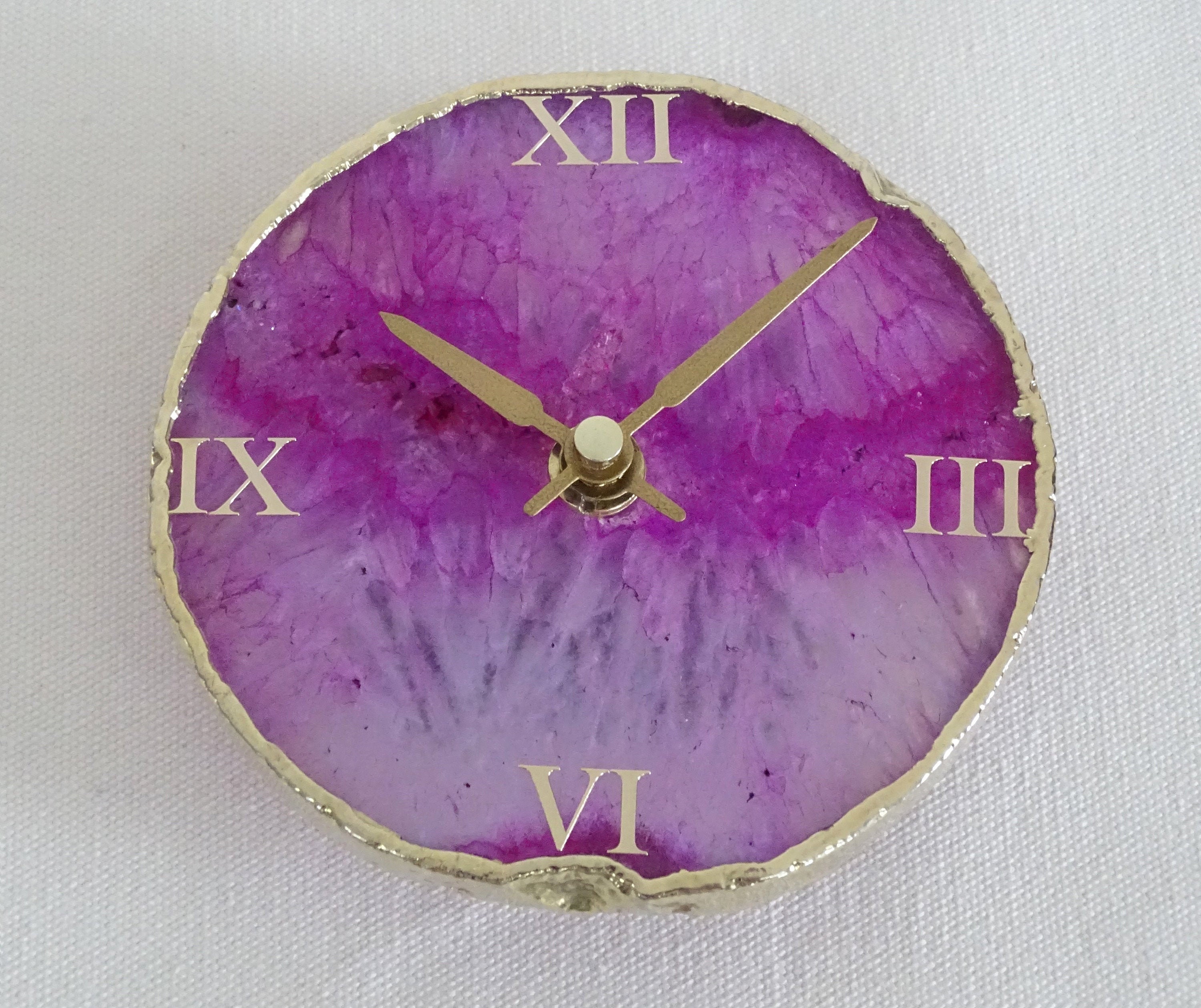 Pink Agate Round Clock, Modern Desk/Wall Clock, Perfect Gift, House warming gifts.