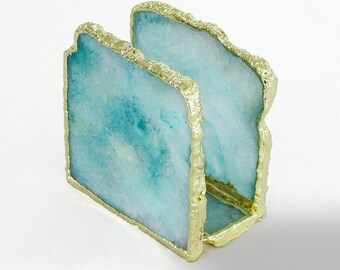 アクアアゲートナプキンホルダー：金メッキペーパーホルダー