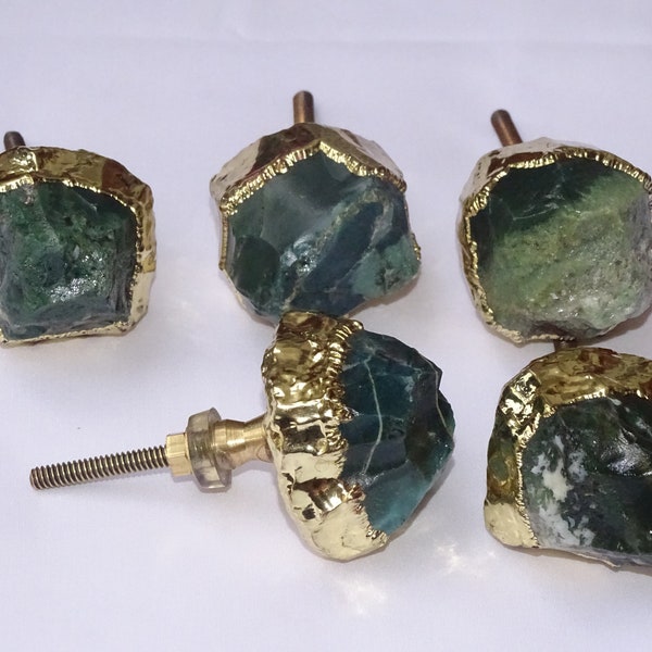 Moss Agate Rock Crystal Rock Cabinet Drawer Pull/Knobs, Interior Decorative Handle