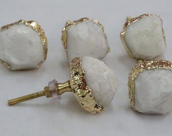 Pomelli/pomelli per cassetti per armadietti in cristallo di roccia agata bianca, maniglia decorativa interna