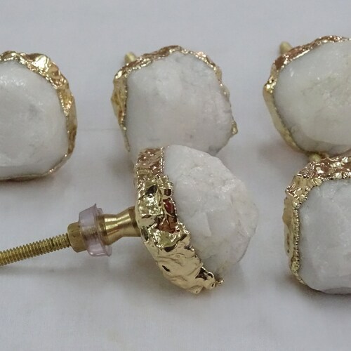White Agate Crystal Rock Cabinet Drawer Pull/Knobs, Interior Decorative Handle