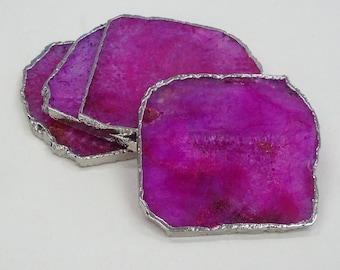 Pink Agate Coaster Set of 4.