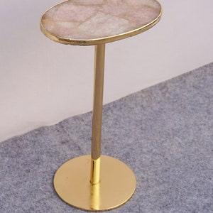 Rose Quartz Drink Table With Single Leg Stand - Etsy