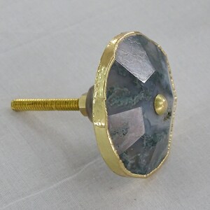 Faceted Moss Agate Round Cabinet Drawer Pull/Knobs, Interior Decorative Handle