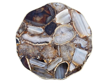 Natural Agate Drink Table with Single Leg Stand