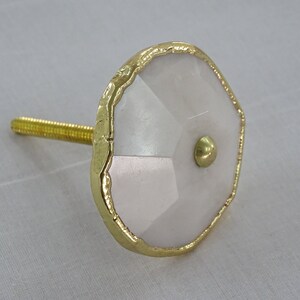 Faceted White Agate Round Cabinet Drawer Pull/Knobs, Interior Decorative Handle