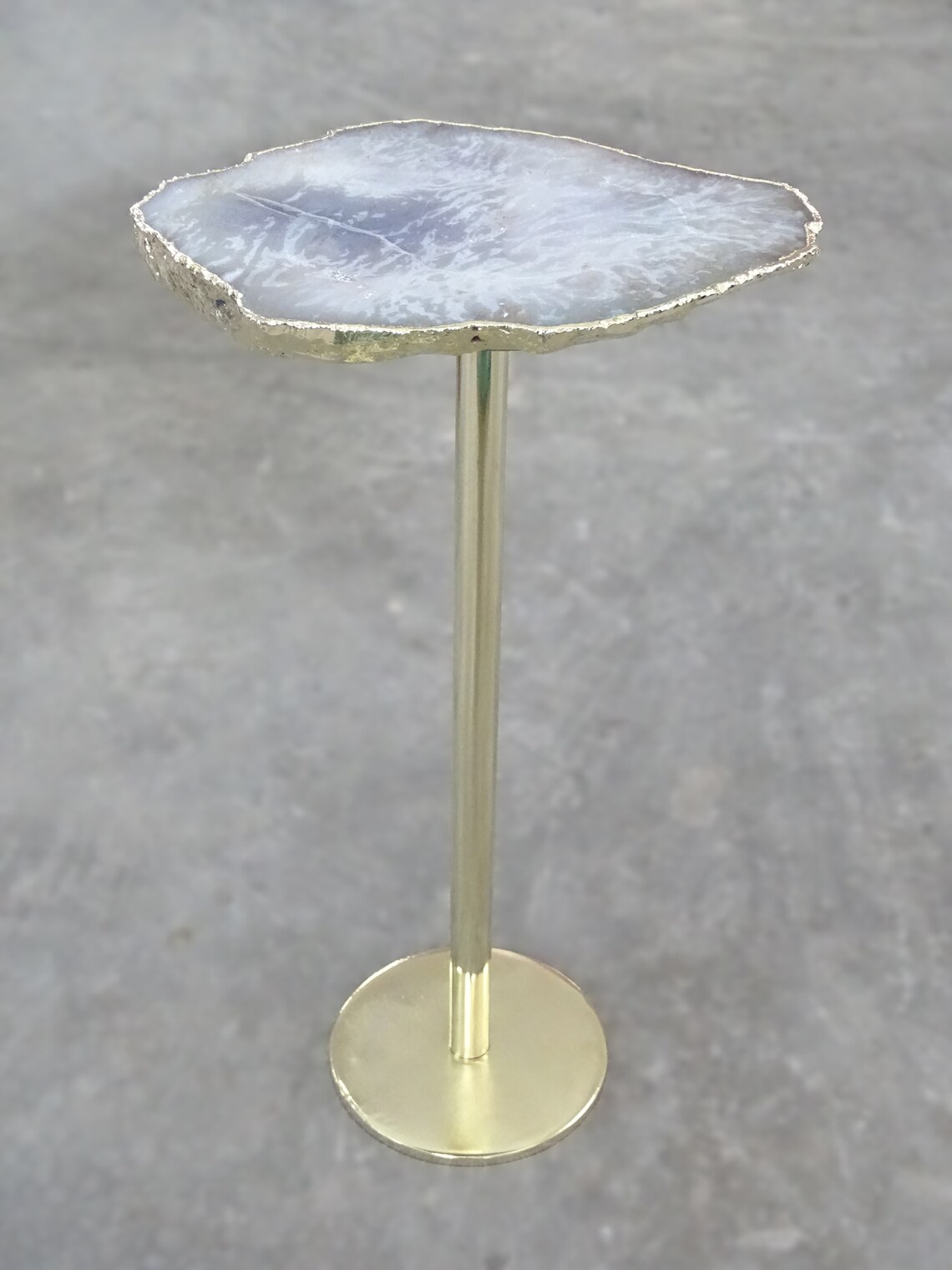 Gray Agate Drink Table With Single Leg Stand Single Slice - Etsy
