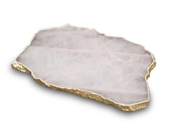 ローズクォーツチーズプラッター/トレイ、テーブルデコレーション、天然石プラッター、瑪瑙プラッター、瑪瑙チーズボード、サインボード、新築祝いギフト