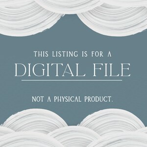 Op de afbeelding: Een digitale bestandslijst met witte penseelstreepwolken op een blauwe achtergrond. De tekst luidt "Deze lijst is voor een DIGITALE BESTAND. GEEN FY SIEK PRODUCT."