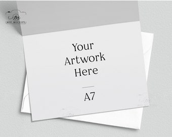 Open A7 blank card mockup, Inside A7 card mock-up for Instant JPEG Digital Download