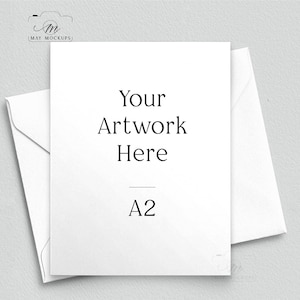 A2 Enveloppe inclinée de carte de voeux, maquette de carte de remerciement pour téléchargement numérique instantané JPEG